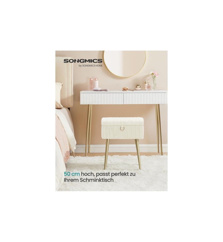 Songmics - Dressing Table Chair Stool with Storage Weiss
