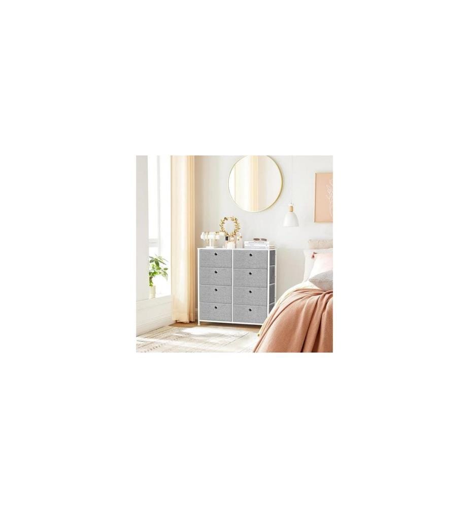 Songmics - Commode à huit tiroirs 30 x 81.5 cm, Blanc/Gris