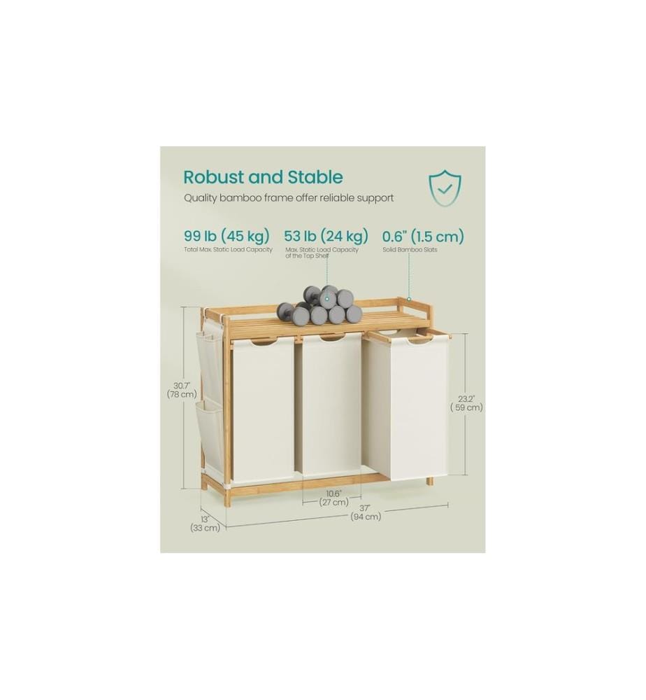 Songmics - Panier à linge 150 l, Blanc