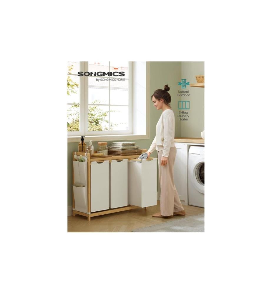 Songmics - Panier à linge 150 l, Blanc