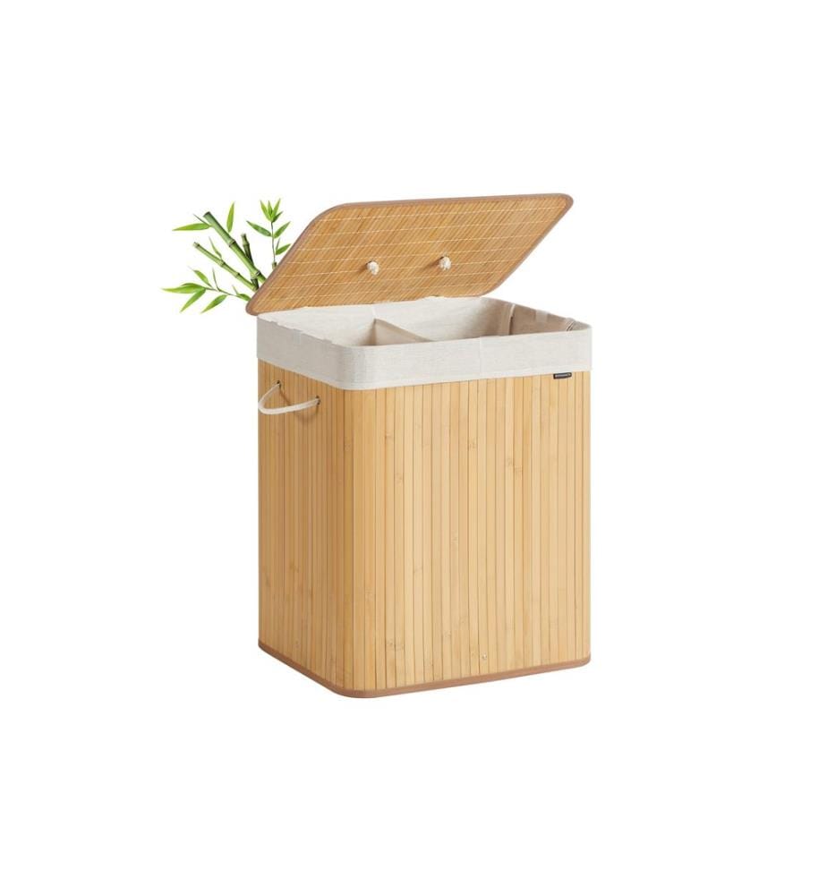 Songmics - Panier à linge en bambou 120 l, Bambou