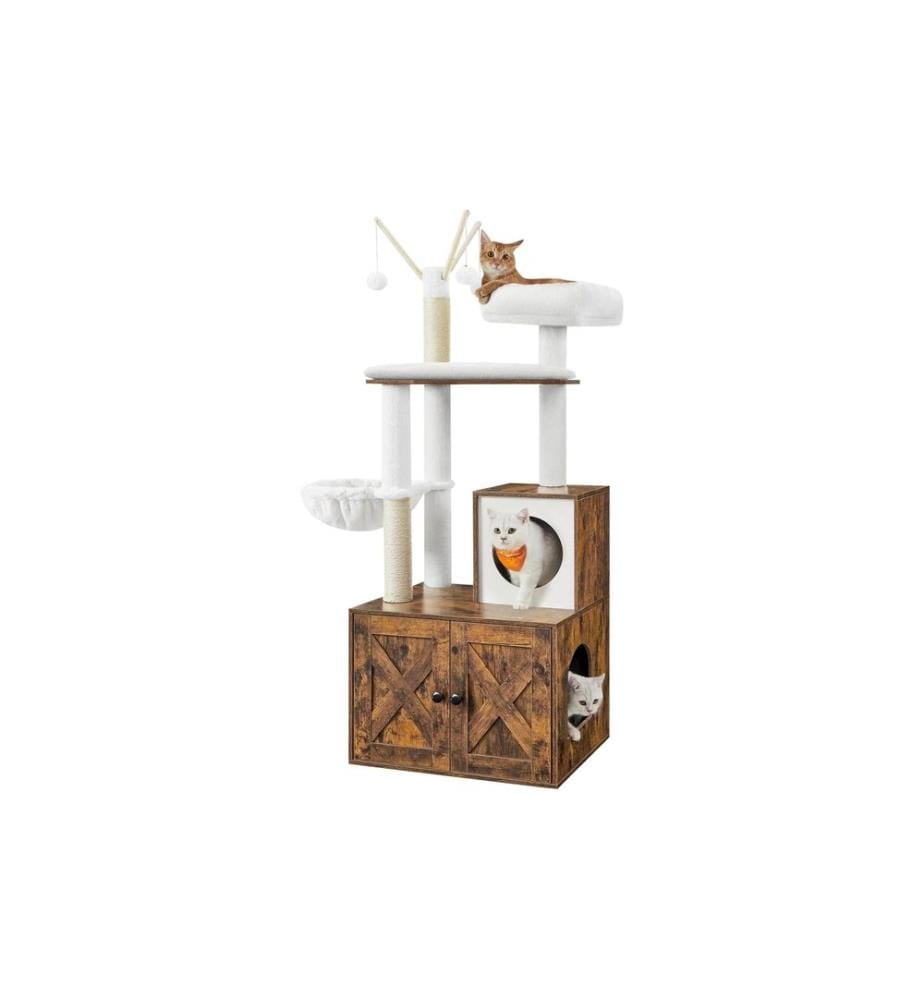 Feandrea - Kratzbaum mit Schrank, 58 x 50 x 150 cm