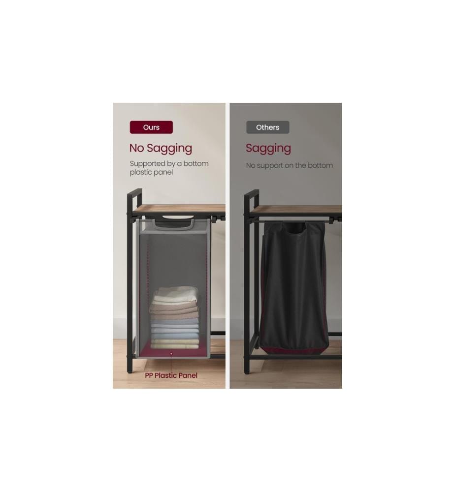 VASAGLE Panier à linge avec 2 étagères 92 l, Grey