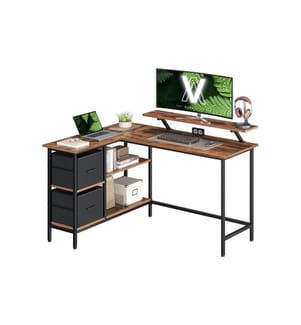 Vasagle Table en L-Forme Marron foncé 135 x 105 cm