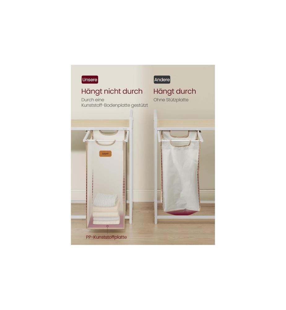 VASAGLE Wäschekorb  mit 4 Fächern 150 l, Crème/Camel