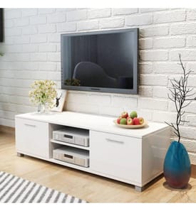 Meuble TV Blanc brillant 120x40,5x35 cm
