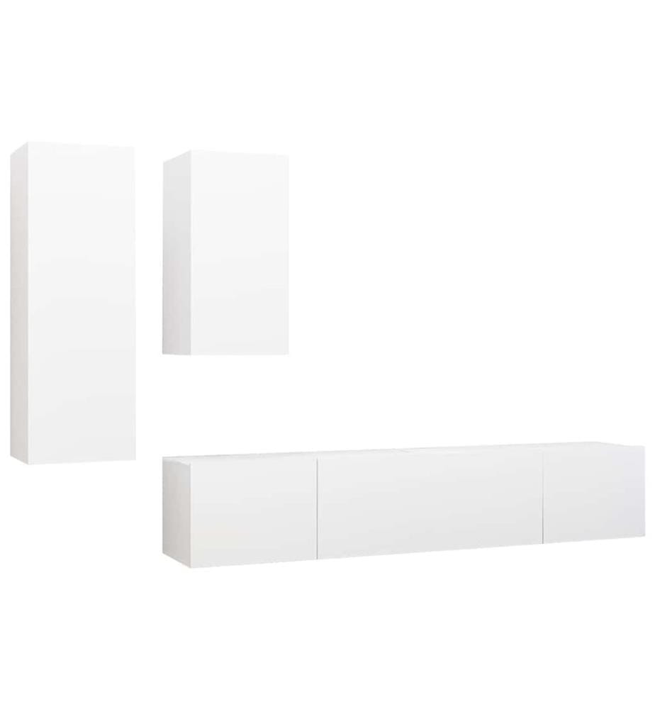 4-tlg. TV-Schrank-Set Weiss Holzwerkstoff