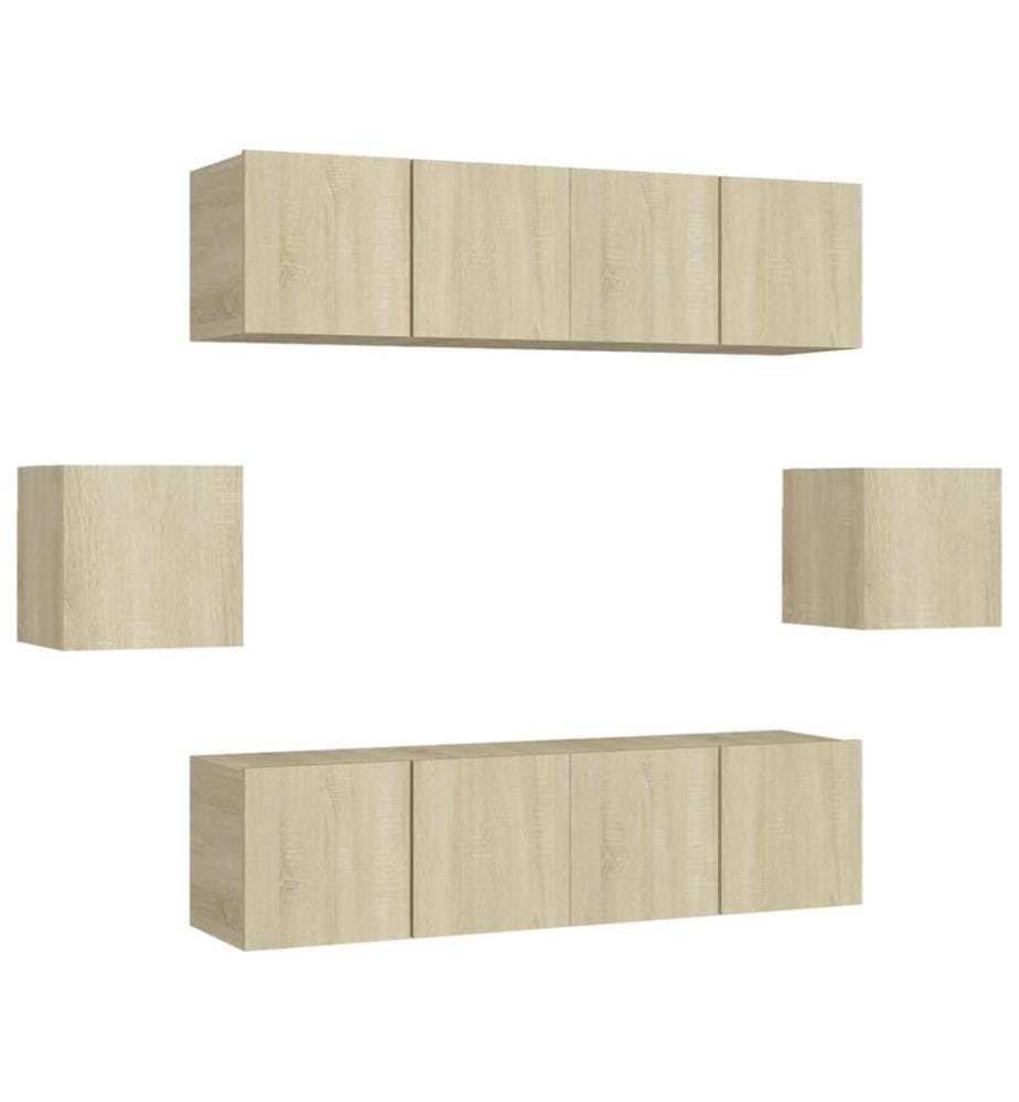 6-tlg. TV-Schrank-Set Sonoma-Eiche Holzwerkstoff