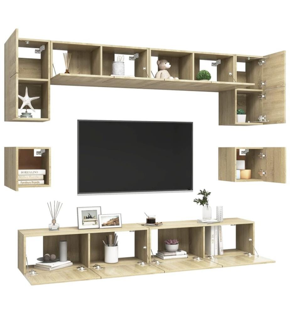 8-tlg. TV-Schrank-Set Sonoma-Eiche Holzwerkstoff