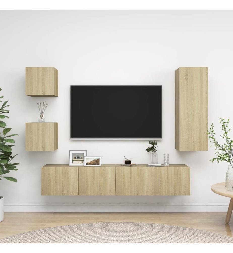 Ensemble de meuble TV 5 pcs Chêne sonoma Bois d'ingénierie
