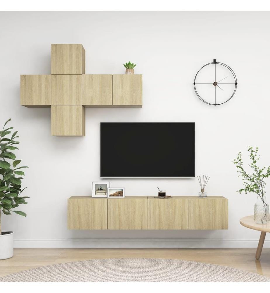 7-tlg. TV-Schrank-Set Sonoma-Eiche Holzwerkstoff