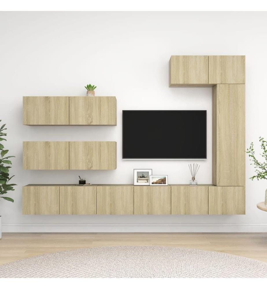 Ensemble de meuble TV 7 pcs Chêne sonoma Bois d'ingénierie