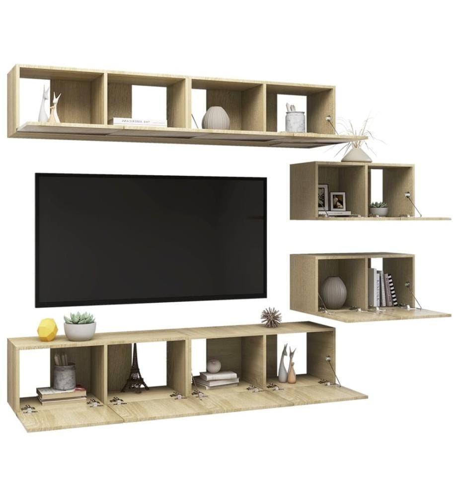 6-tlg. TV-Schrank-Set Sonoma-Eiche Holzwerkstoff