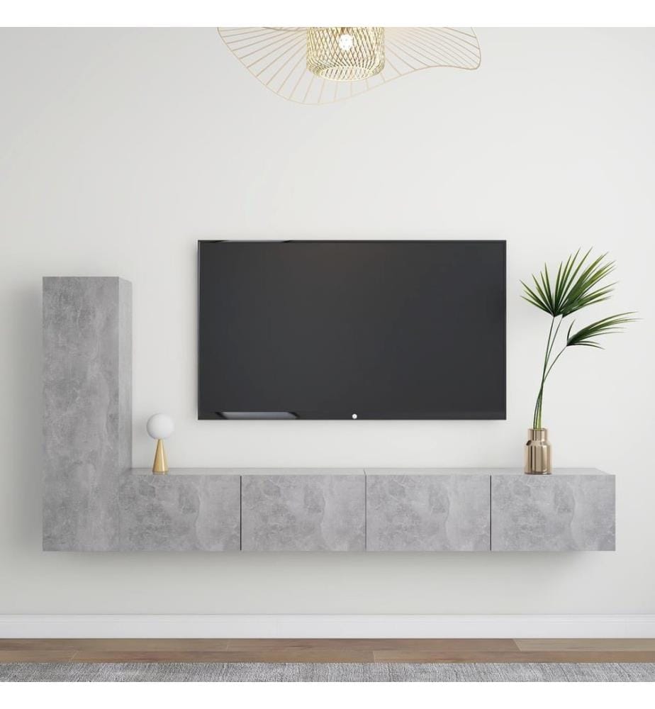 3-tlg. TV-Schrank-Set Betongrau Holzwerkstoff