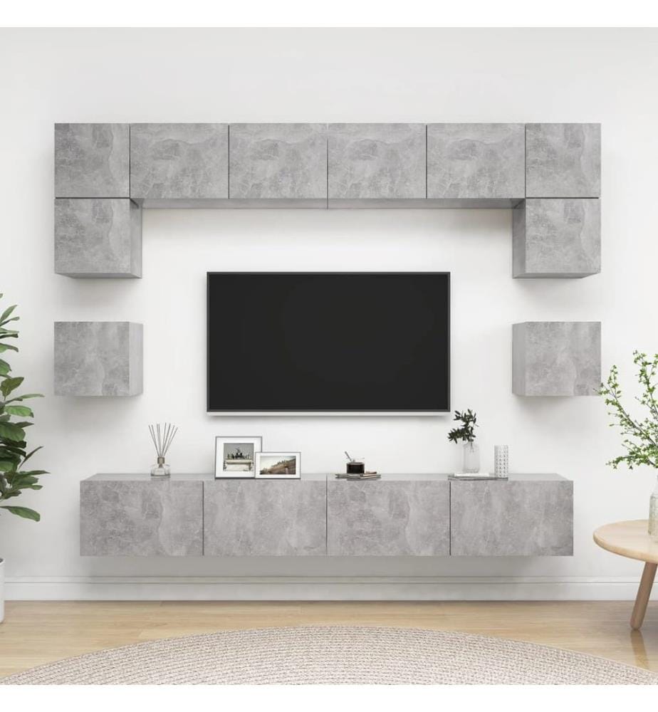 8-tlg. TV-Schrank-Set Betongrau Holzwerkstoff