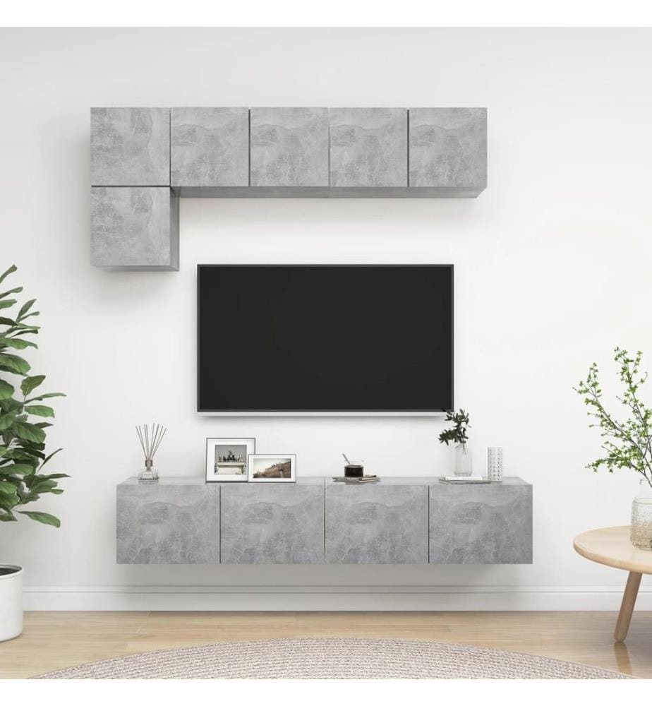 5-tlg. TV-Schrank-Set Betongrau Holzwerkstoff