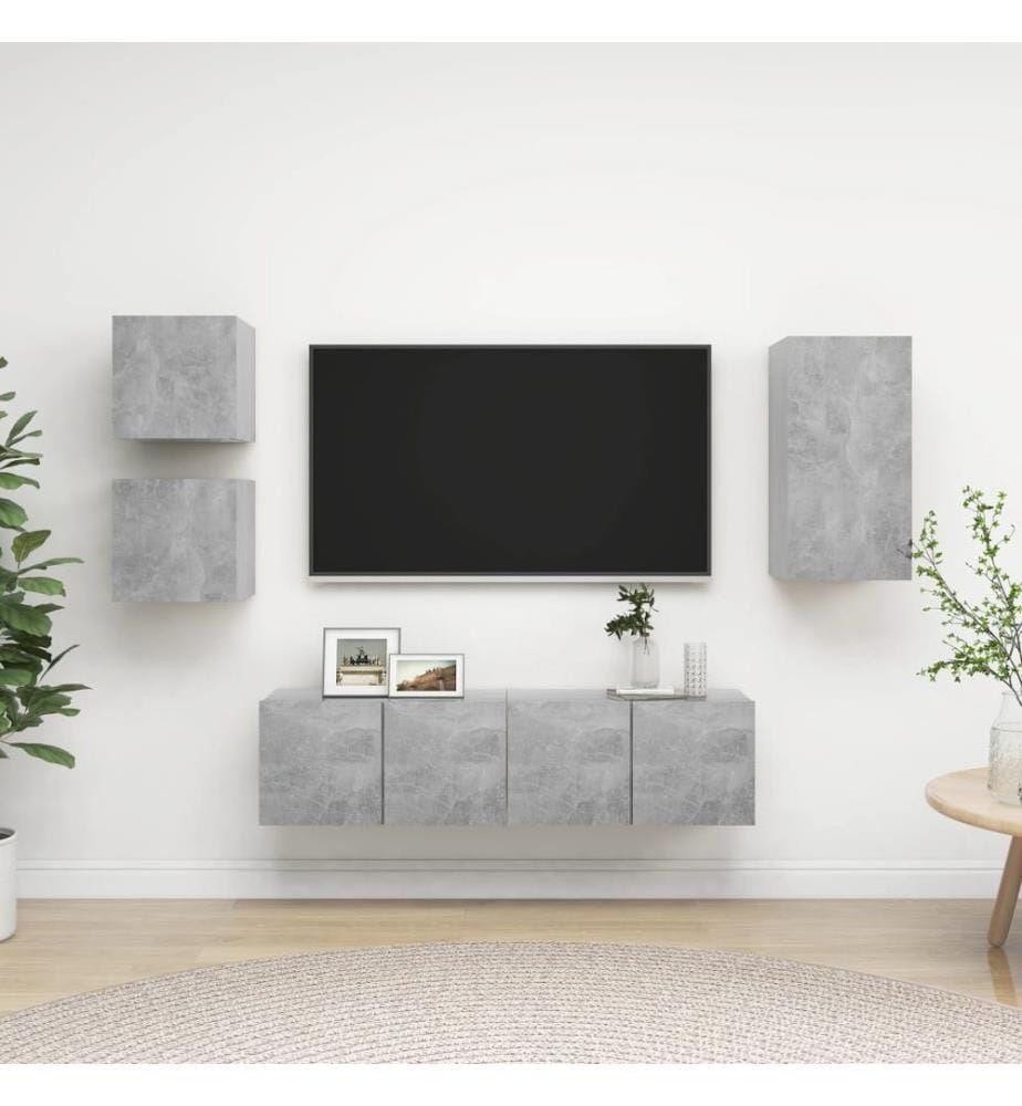 5-tlg. TV-Schrank-Set Betongrau Holzwerkstoff