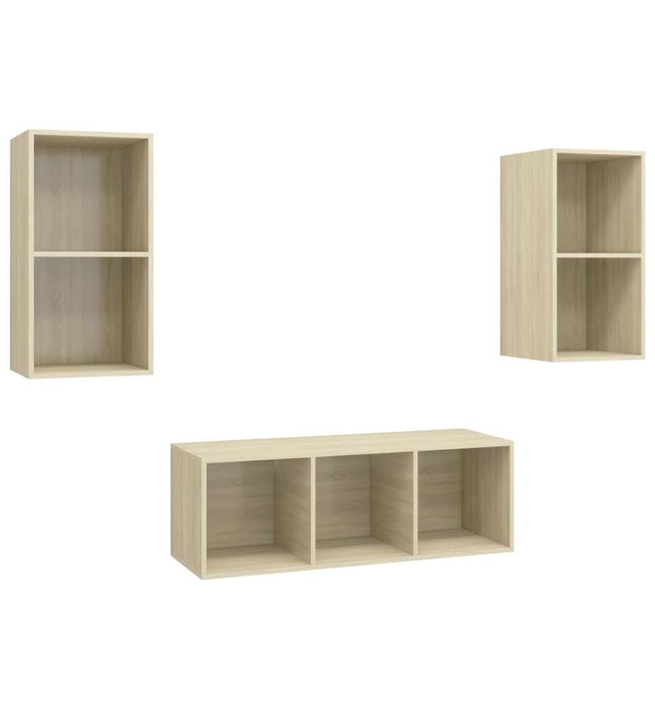 3-tlg. TV-Schrank-Set Sonoma-Eiche Holzwerkstoff