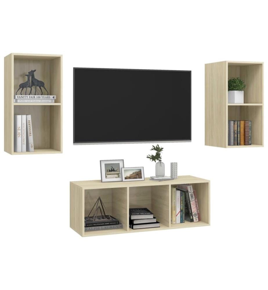 3-tlg. TV-Schrank-Set Sonoma-Eiche Holzwerkstoff