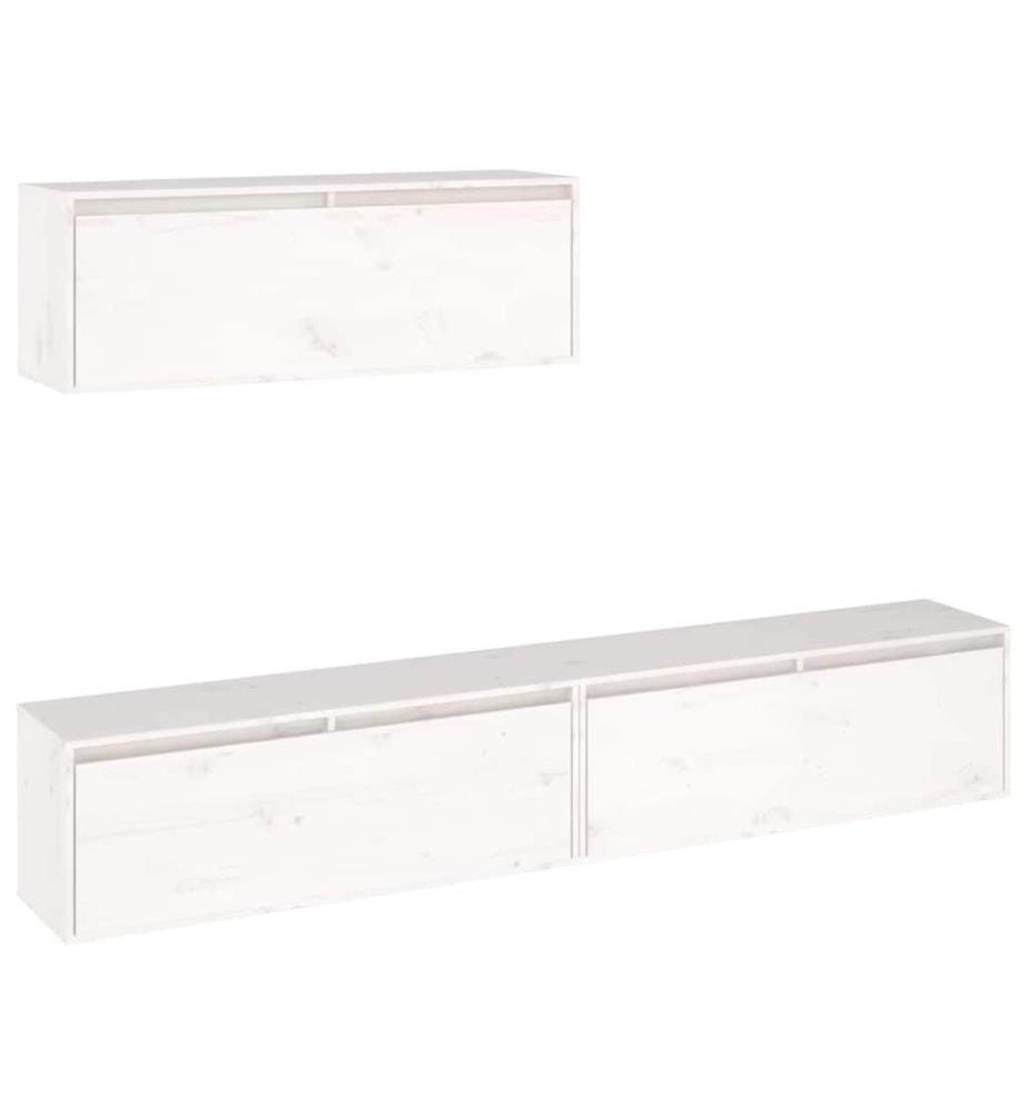 Ensemble de meubles TV 3 pcs blanc bois massif de pin