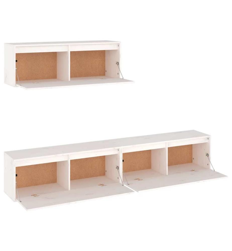Ensemble de meubles TV 3 pcs blanc bois massif de pin