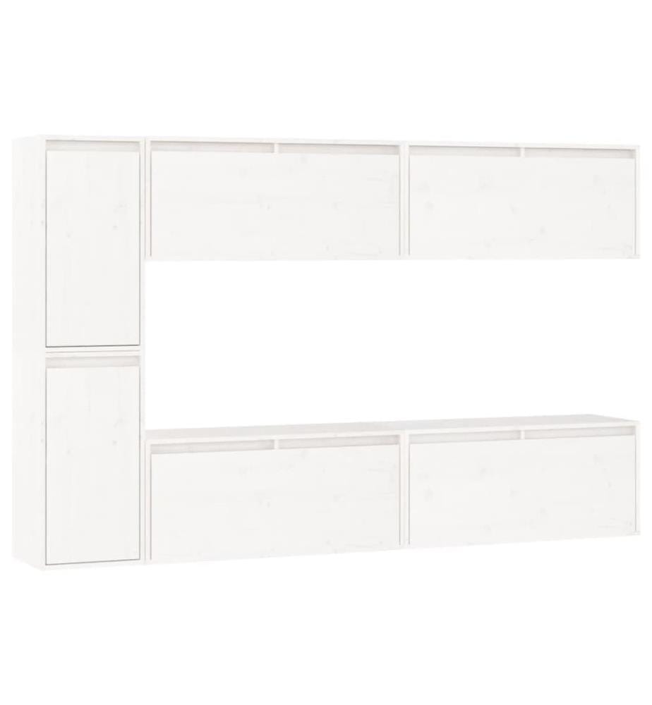 Meubles TV 6 pcs Blanc Bois massif de pin