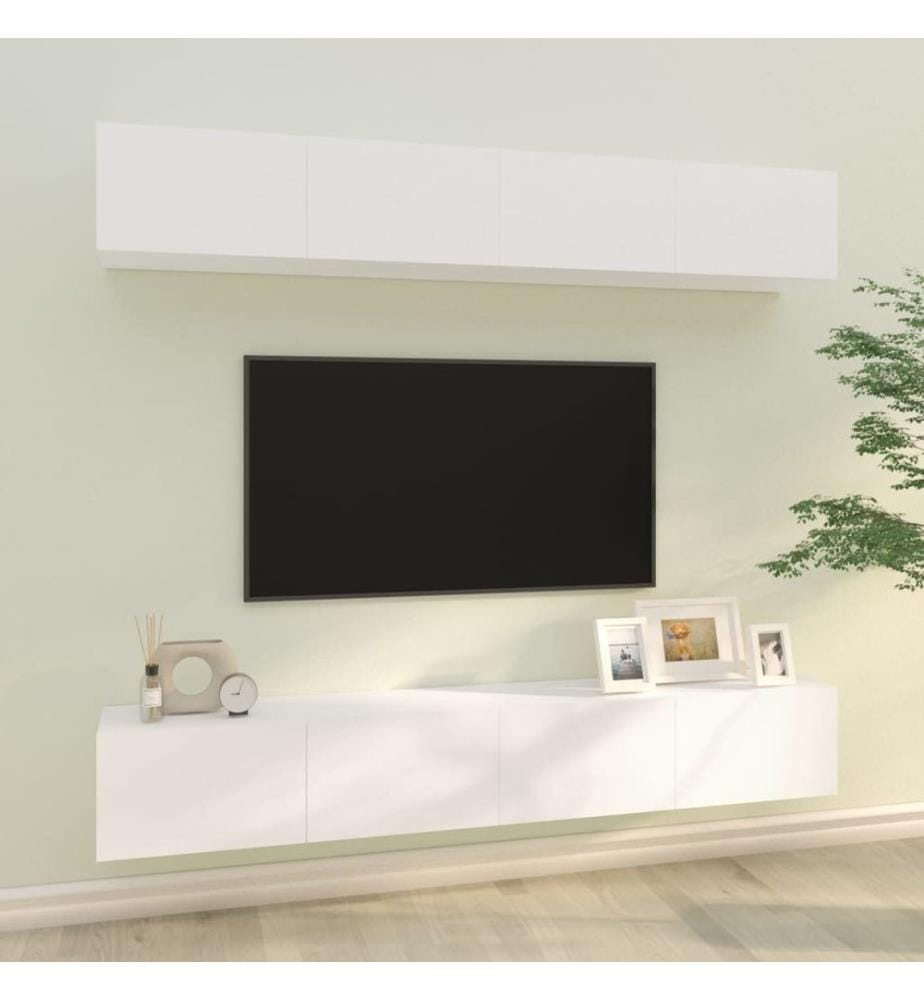 TV-Wandschränke 4 Stk. Weiss 100x30x30 cm