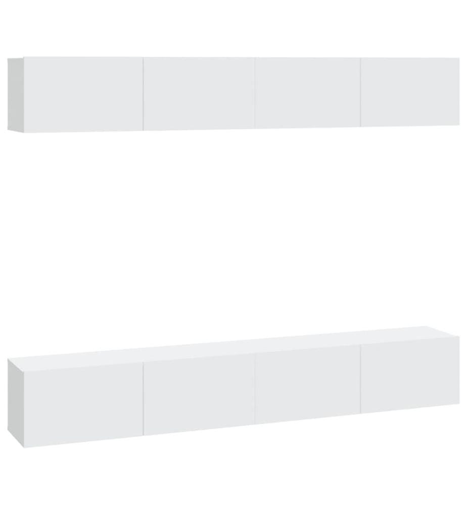 TV-Wandschränke 4 Stk. Weiss 100x30x30 cm