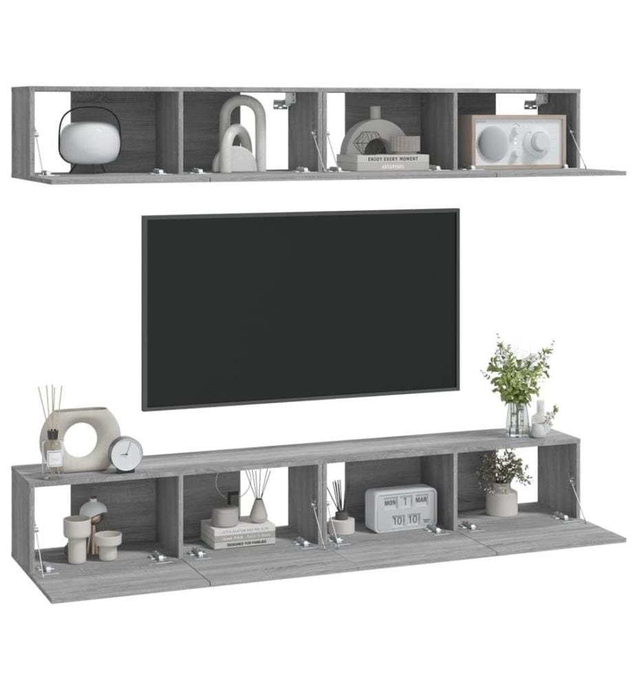 TV-Wandschränke 4 Stk. Grau Sonoma 100x30x30 cm