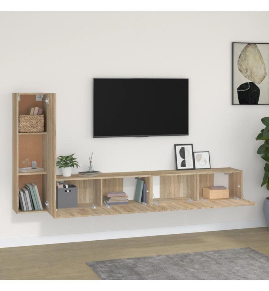 3-tlg. TV-Schrank-Set Sonoma-Eiche Holzwerkstoff