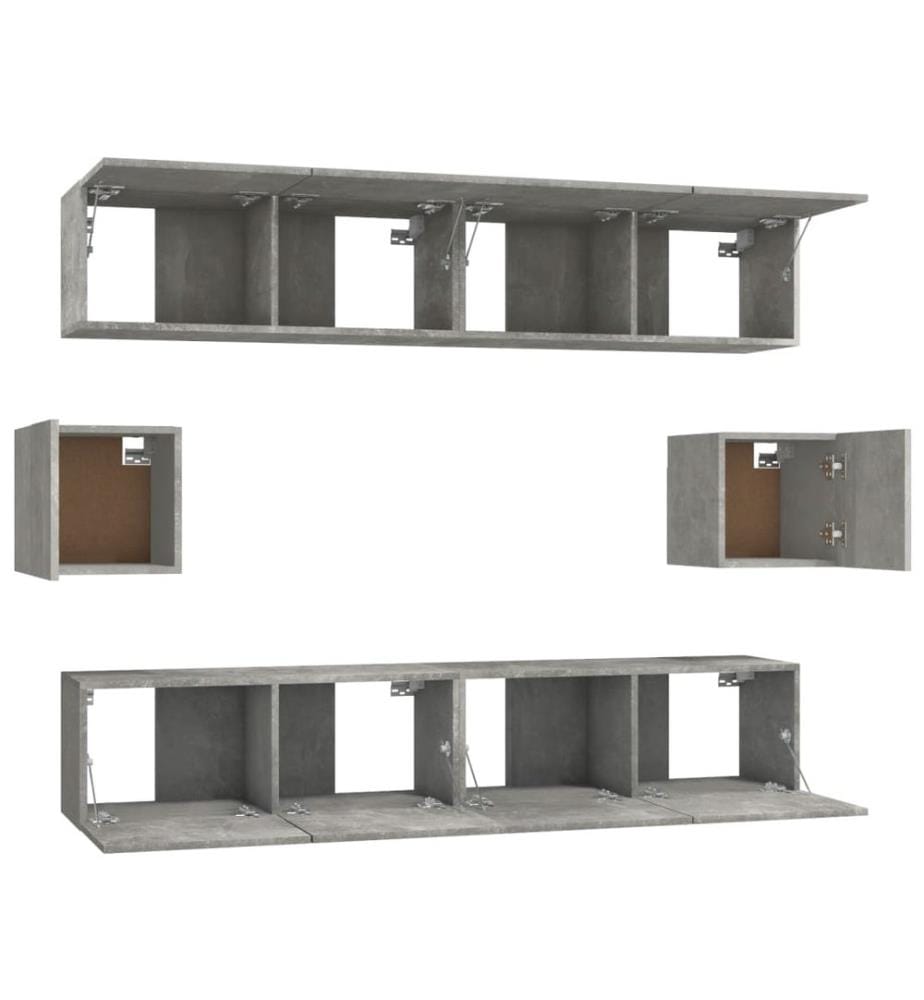 6-tlg. TV-Schrank-Set Betongrau Holzwerkstoff