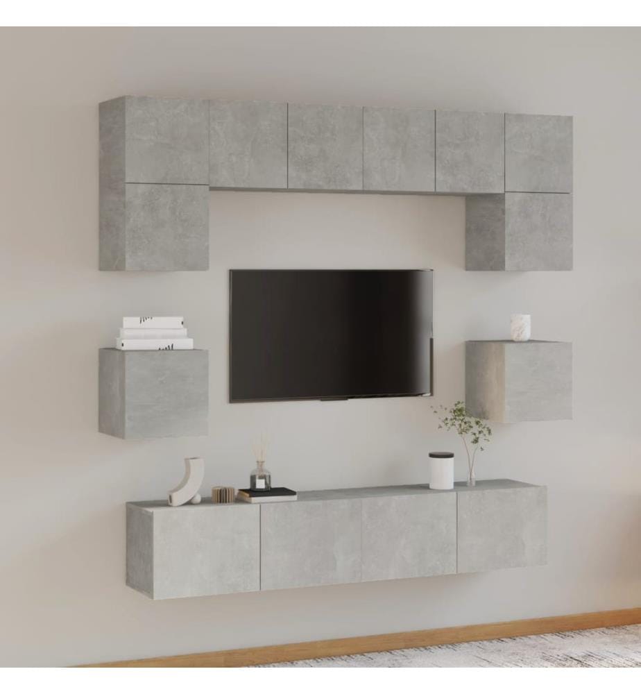 8-tlg. TV-Schrank-Set Betongrau Holzwerkstoff