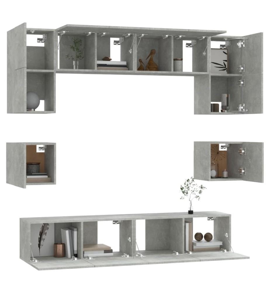 8-tlg. TV-Schrank-Set Betongrau Holzwerkstoff
