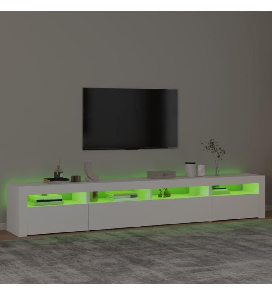 Meuble TV avec lumières LED Blanc 240x35x40 cm