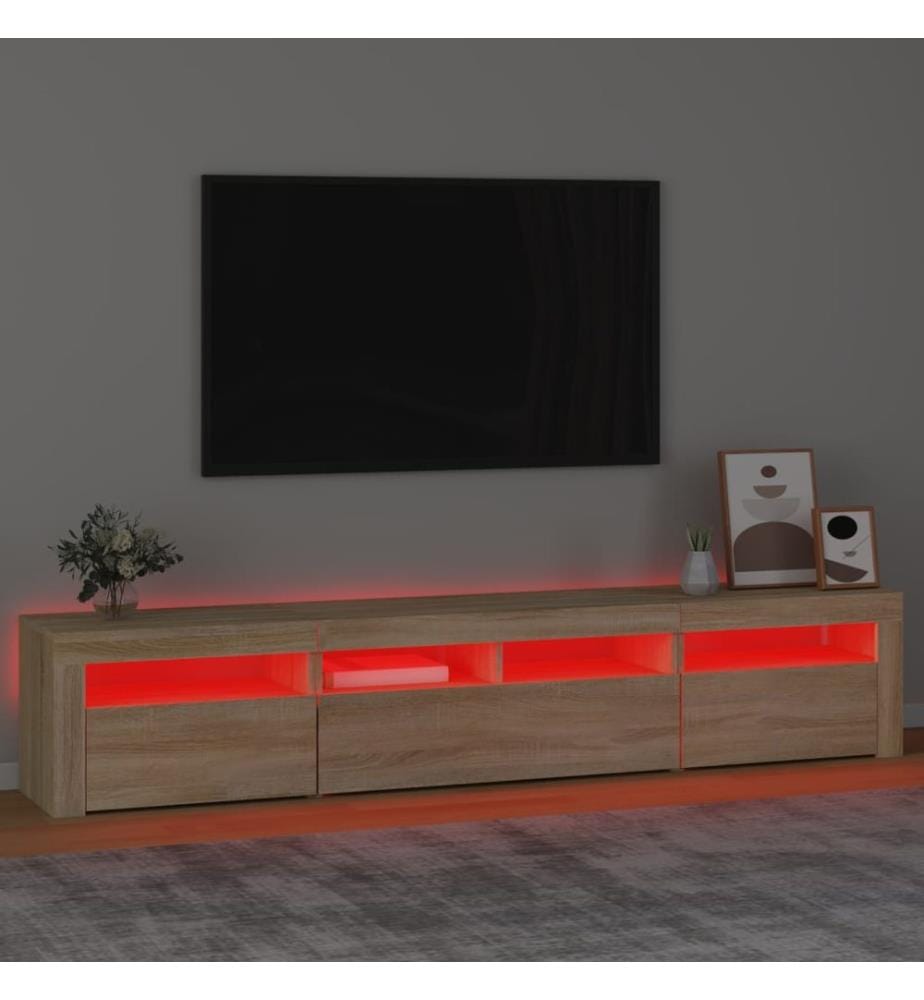 Meuble TV avec lumières LED Chêne sonoma 210x35x40 cm
