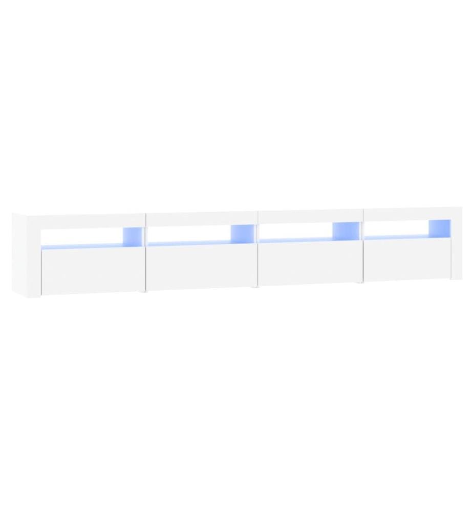 Meuble TV avec lumières LED Blanc 240x35x40 cm