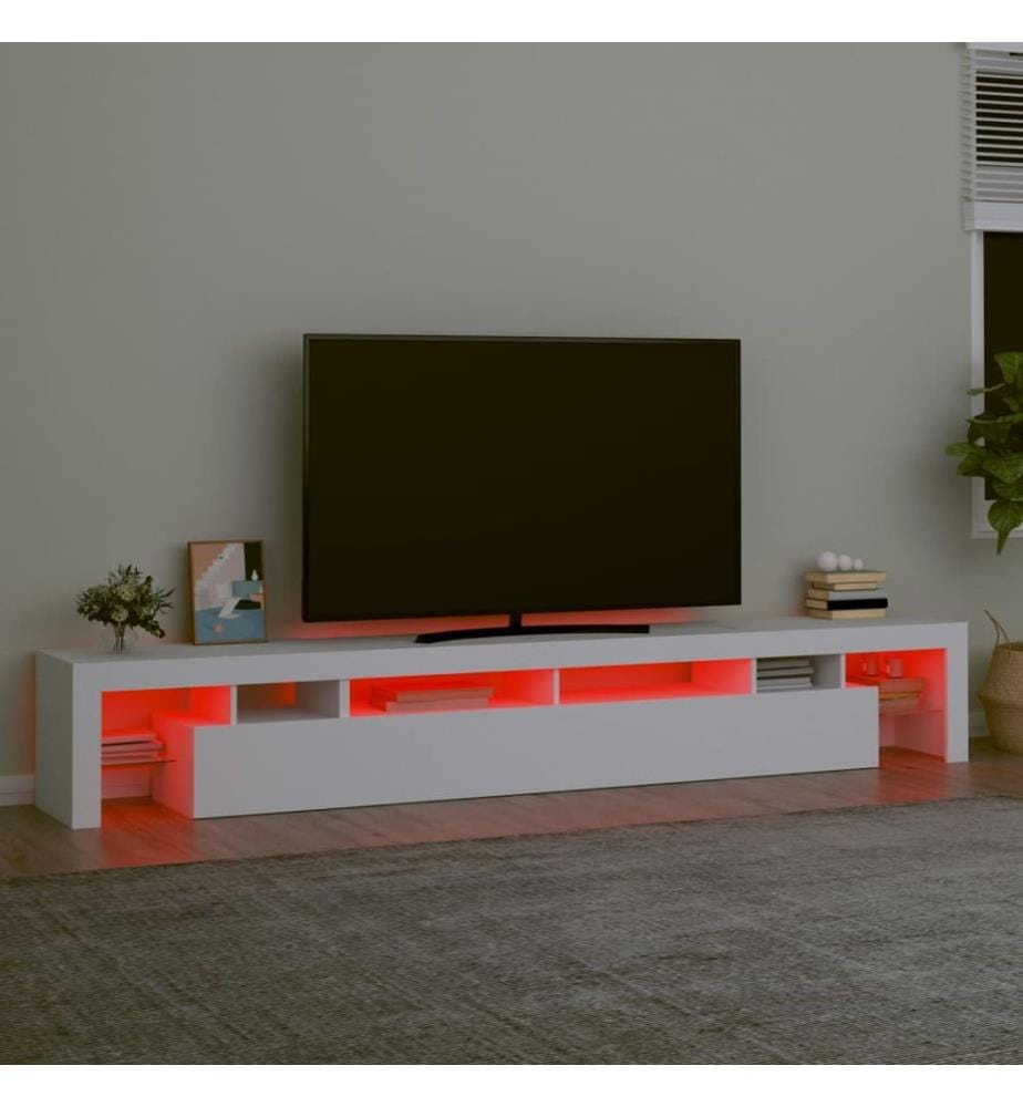 Meuble TV avec lumières LED Blanc 260x36,5x40 cm