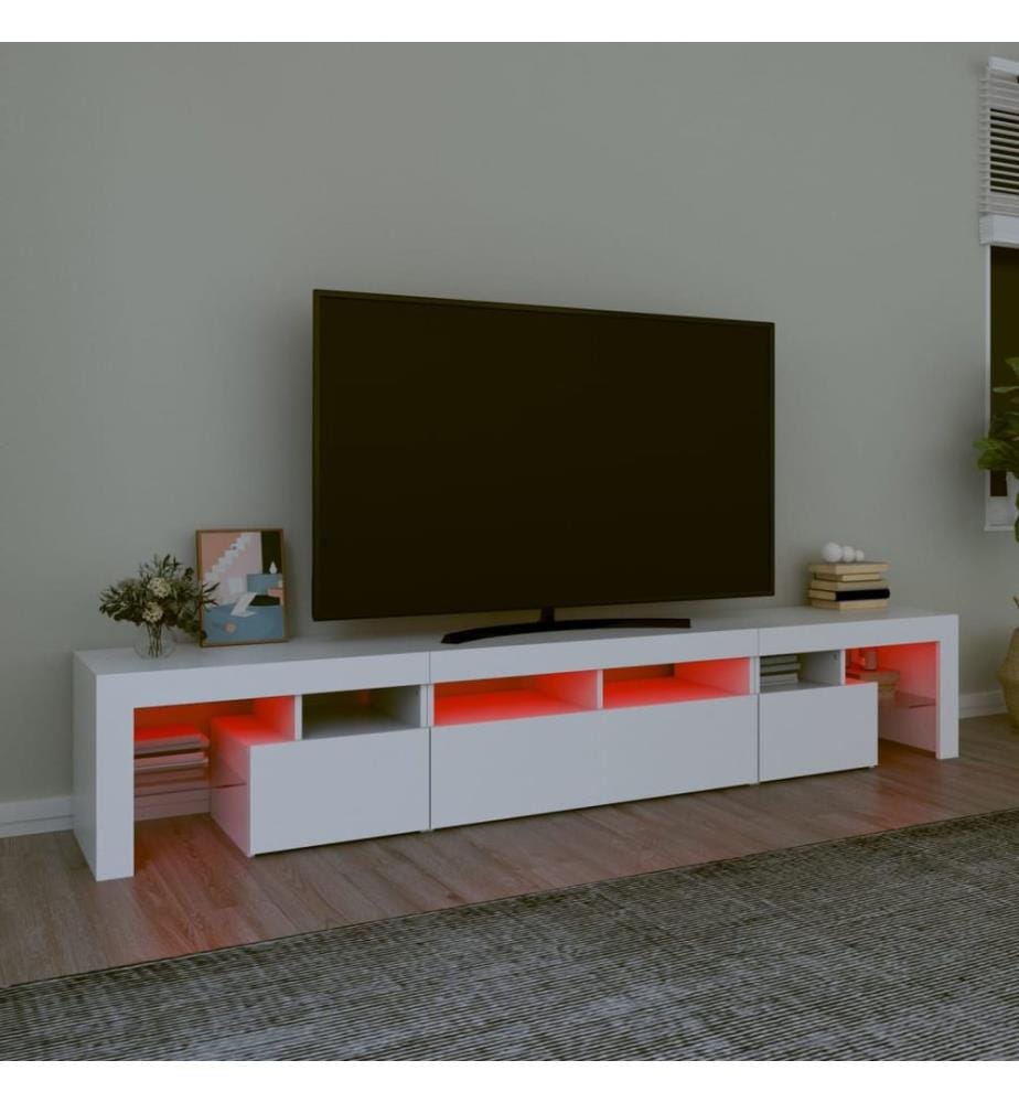 Meuble TV avec lumières LED Blanc 230x36,5x40 cm