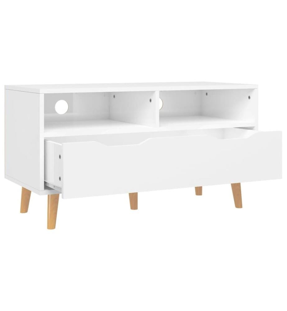 Meuble TV blanc brillant 90x40x48,5 cm bois d'ingénierie