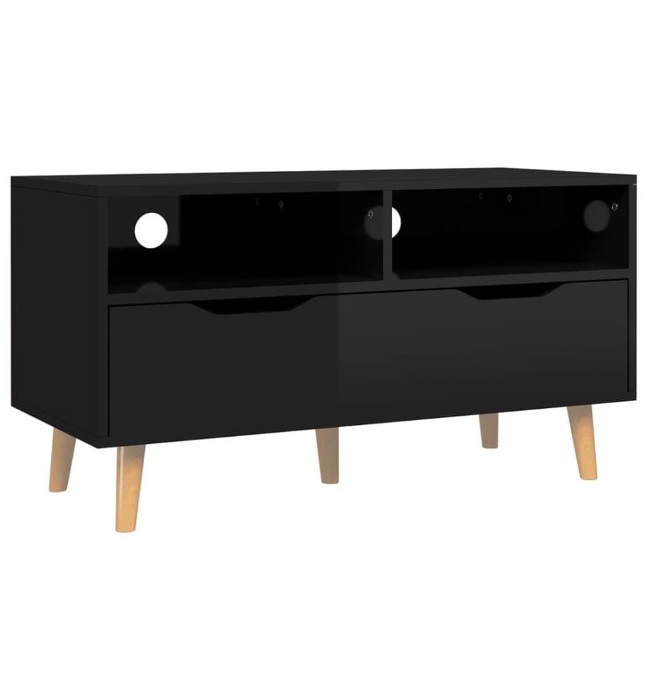 Meuble TV noir brillant 90x40x48,5 cm bois d'ingénierie
