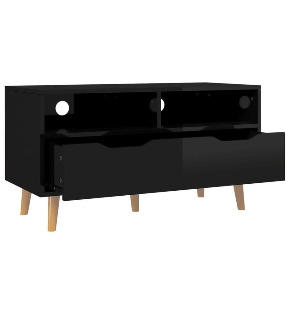 Meuble TV noir brillant 90x40x48,5 cm bois d'ingénierie
