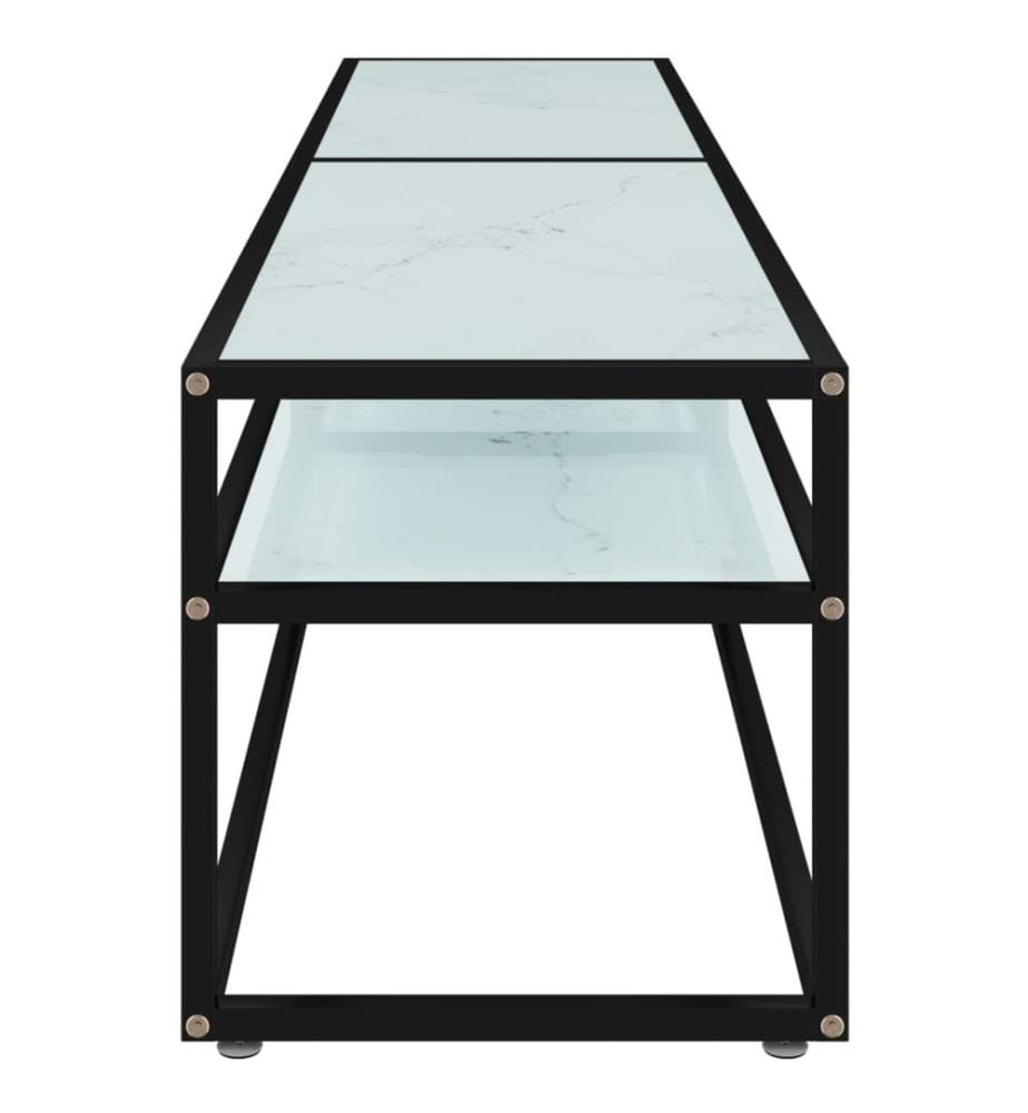 Meuble TV Marbre blanc 180x40x40,5 cm Verre trempé