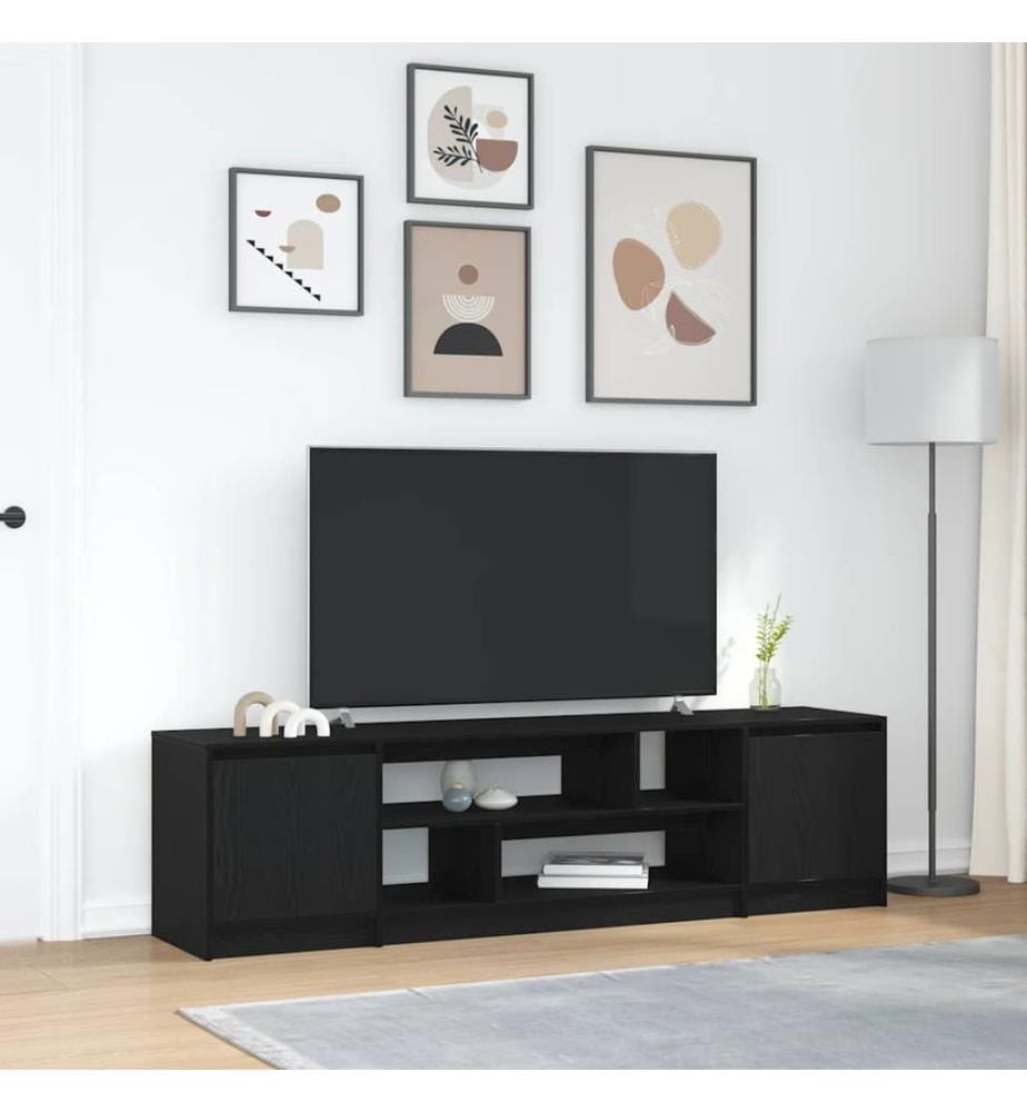 Meuble TV chêne noir 188,5x41x50 cm bois d'ingénierie