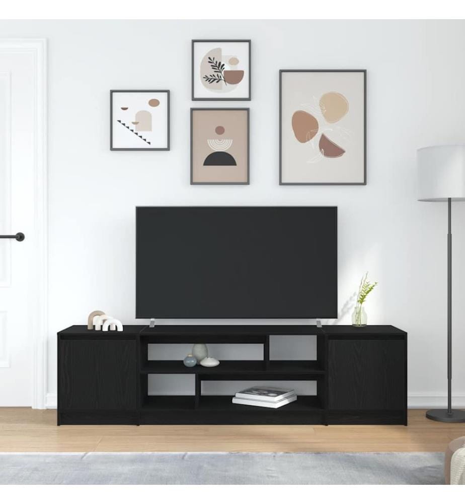 Meuble TV chêne noir 188,5x41x50 cm bois d'ingénierie
