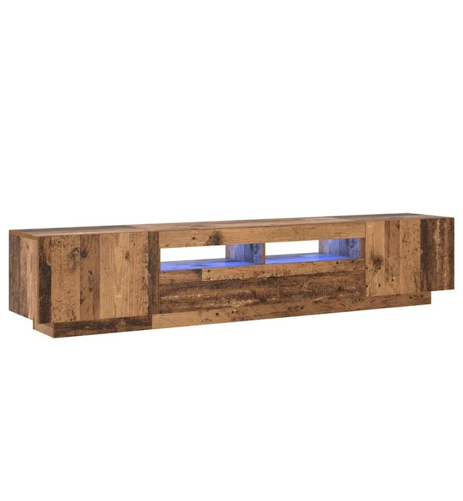 TV-Schrank mit LED-Leuchten Altholz-Optik 200x35x40 cm