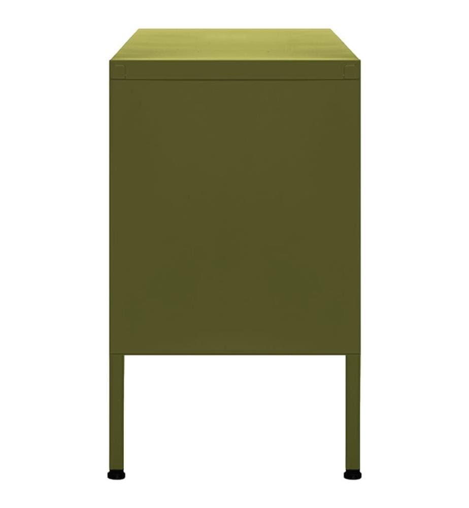 Meuble TV Vert olive 105x35x50 cm Acier