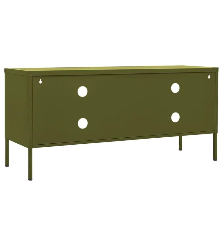 Meuble TV Vert olive 105x35x50 cm Acier