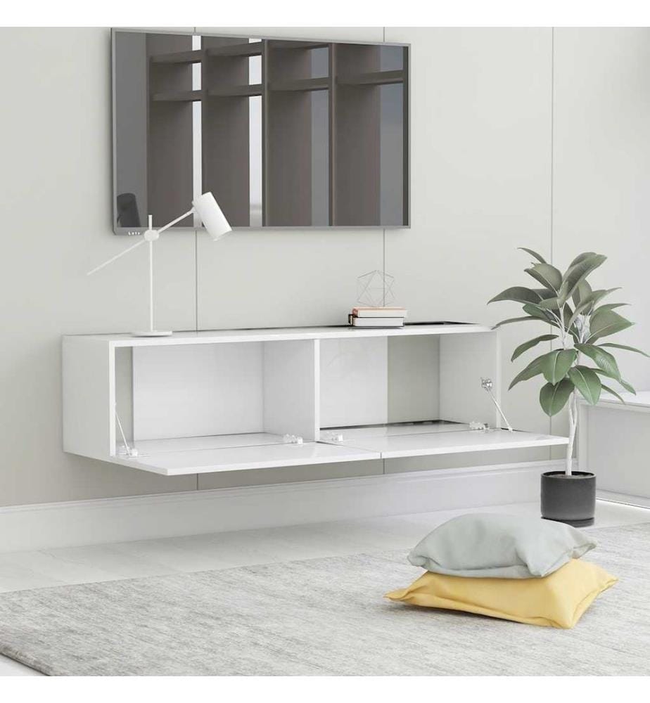 Meuble TV Blanc 120x30x30 cm Bois d'ingénierie