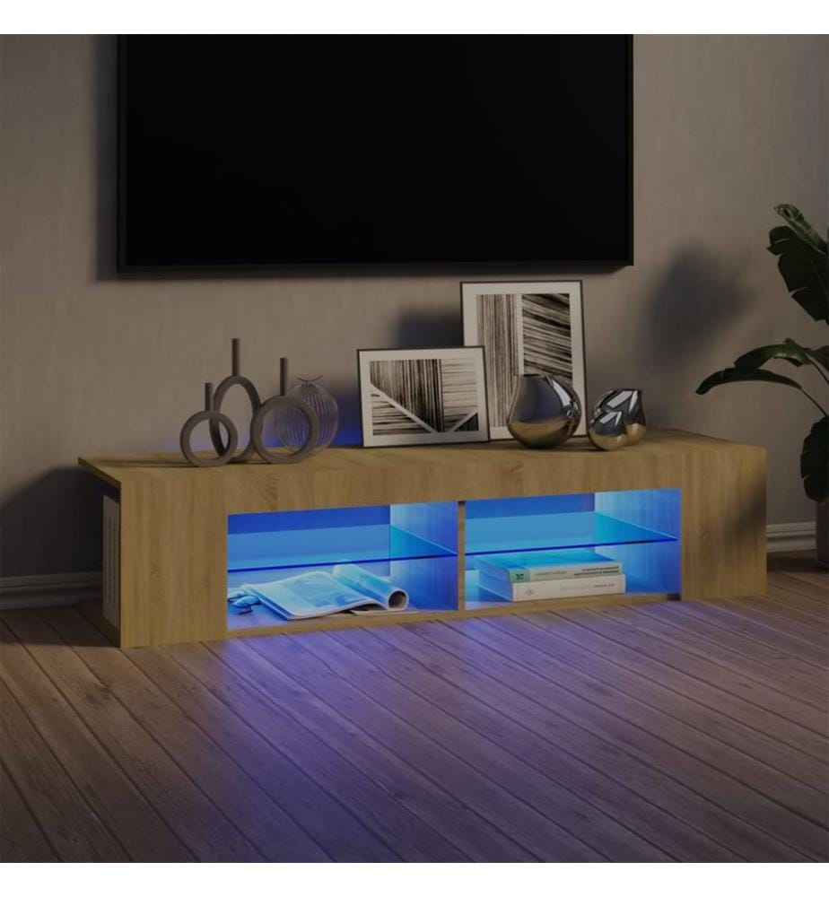 TV-Schrank mit LED-Leuchten Sonoma-Eiche 135x39x30 cm