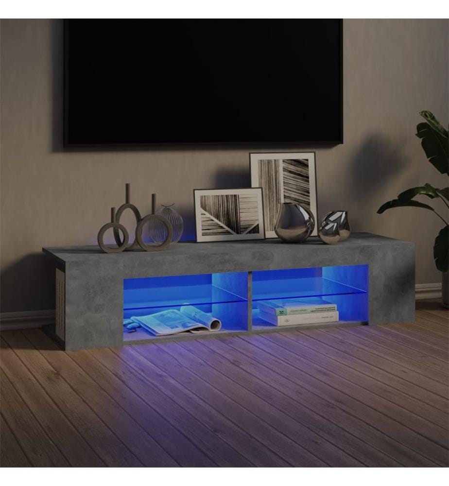 TV-Schrank mit LED-Leuchten Betongrau 135x39x30 cm
